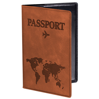 Обложка для паспорта "Passport Map", мягкая экокожа, коричневая, STAFF, 238876 за 129 ₽. Обложки для паспорта. Доставка по России. Без переплат!