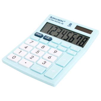 Калькулятор настольный BRAUBERG ULTRA PASTEL-08-LB, КОМПАКТНЫЙ (154x115 мм), 8 разрядов, двойное питание, ГОЛУБОЙ, 250513 за 618 ₽. Калькуляторы настольные. Доставка по России. Без переплат!