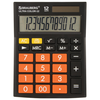 Калькулятор настольный BRAUBERG ULTRA COLOR-12-BKRG (192x143 мм), 12 разрядов, двойное питание, ЧЕРНО-ОРАНЖЕВЫЙ, 250499 за 972 ₽. Калькуляторы настольные. Доставка по России. Без переплат!