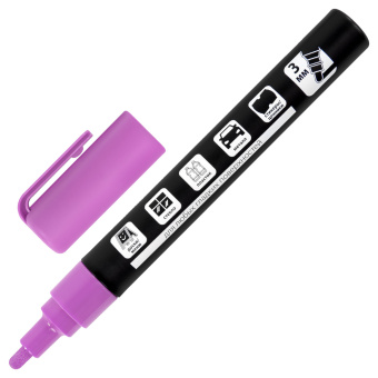 Маркер меловой CHALK LIQUID MARKER, ФИОЛЕТОВЫЙ, 3 мм, стираемый, BRAUBERG "CHALK", 152588 за 94 ₽. Маркеры меловые. Доставка по России. Без переплат!