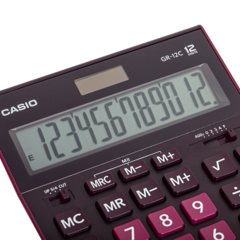 Калькулятор настольный CASIO GR-12С-WR (210х155 мм), 12 разрядов, двойное питание, БОРДОВЫЙ, GR-12C-WR-W-EP за 1 832 ₽. Калькуляторы настольные. Доставка по России. Без переплат!
