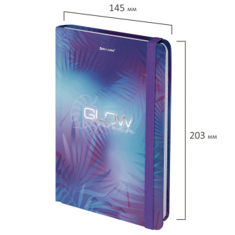 Блокнот с резинкой в клетку 96 л., А5, 145х203 мм, твердая обложка с фольгой, BRAUBERG, "Glow", 113729 за 243 ₽. Блокноты в книжном переплете. Доставка по России. Без переплат!