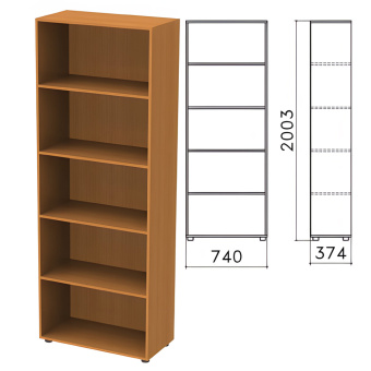 Шкаф (стеллаж) "Фея", 740х370х2000 мм, 4 полки, цвет орех милан, ШФ14.5 за 10&nbsp;313 ₽. Набор мебели "Фея". Доставка по России. Без переплат!