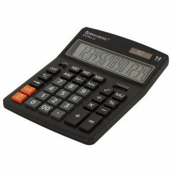 Калькулятор настольный BRAUBERG EXTRA-14-BK (206x155 мм), 14 разрядов, двойное питание, ЧЕРНЫЙ, 250474 за 690 ₽. Калькуляторы настольные. Доставка по России. Без переплат!