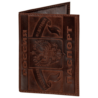 Обложка для паспорта натуральная кожа краст, герб РФ + "ПАСПОРТ РОССИЯ", коньяк, BRAUBERG, 238210 за 232 ₽. Обложки для паспорта. Доставка по России. Без переплат!