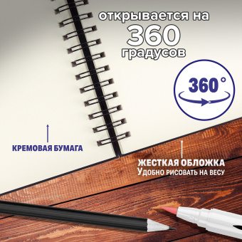 Скетчбук, слоновая кость 100 г/м2, 148х210 мм, 80 л., гребень, твердая обложка, BRAUBERG ART PREMIERE, 115109 за 337 ₽. Альбомы, скетчбуки и бумага для графики и эскизов. Доставка по России. Без переплат!