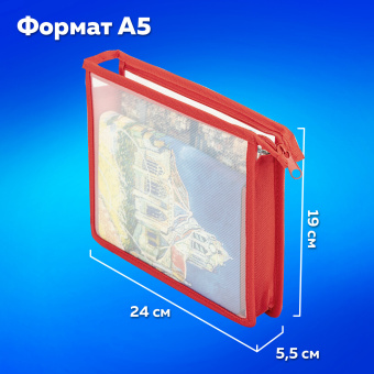 Папка для тетрадей ПИФАГОР А5, пластик, молния сверху, прозрачная, красный, 272114 за 133 ₽. Папки для тетрадей и уроков труда. Доставка по России. Без переплат!