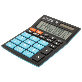 Калькулятор настольный BRAUBERG ULTRA COLOR-12-BKBU (192x143 мм), 12 разрядов, двойное питание, ЧЕРНО-ГОЛУБОЙ, 250497 за 972 ₽. Калькуляторы настольные. Доставка по России. Без переплат!