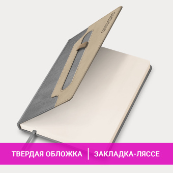 Ежедневник датированный 2025, А5, 138x213 мм, BRAUBERG "Assistant", под кожу, держатель, серый, 115890 за 118 ₽. Ежедневники с покрытием "под кожу и ткань". Доставка по России. Без переплат!