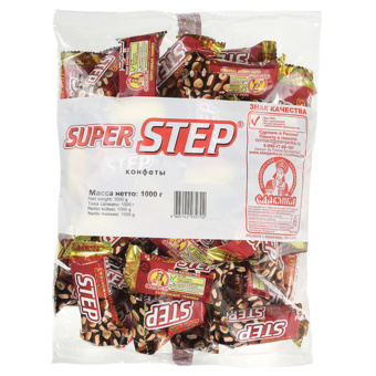 Конфеты шоколадные СЛАВЯНКА "Super Step" двухслойные, нуга с арахисом, 1000 г, пакет, 20465 за 782 ₽. Конфеты фасованные. Доставка по России. Без переплат!