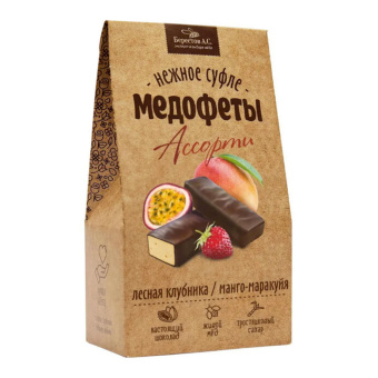 Конфеты-суфле "Медофеты" в глазури, ассорти: манго-маракуйя, лесная клубника, 150 г, БЕРЕСТОВ А.С., УТ-00031666 за 364 ₽. Конфеты в коробках. Доставка по России. Без переплат!