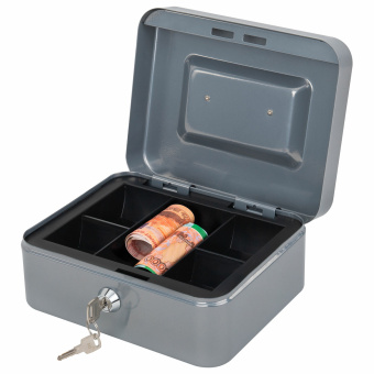 Ящик для денег, ценностей, документов, печатей, 90х160х200 мм, ключевой замок, серебристый, BRAUBERG, 291352 за 1&nbsp;023 ₽. Ящики для денег, ценностей, документов, печатей. Доставка по России. Без переплат!