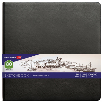 Скетчбук, слоновая кость 140 г/м2 200х200 мм, 80 л., КОЖЗАМ, резинка, BRAUBERG ART CLASSIC, черный, 113196 за 541 ₽. Альбомы, скетчбуки и бумага для графики и эскизов. Доставка по России. Без переплат!
