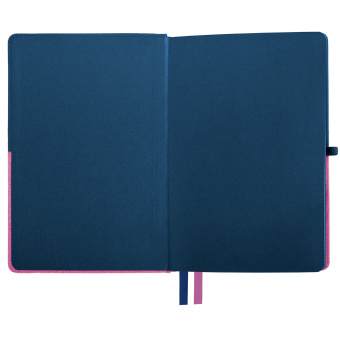 Блокнот А5 (148х218 мм), BRAUBERG "DUO", под кожу с резинкой, 80 л., клетка, синий/розовый, 113434 за 241 ₽. Бизнес-блокноты и бизнес-тетради. Доставка по России. Без переплат!