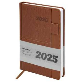 Ежедневник датированный 2025, А5, 138х213 мм, BRAUBERG "Pocket", под кожу, карман, держатель для ручки, коричневый, 115908 за 118 ₽. Ежедневники с покрытием "под кожу и ткань". Доставка по России. Без переплат!