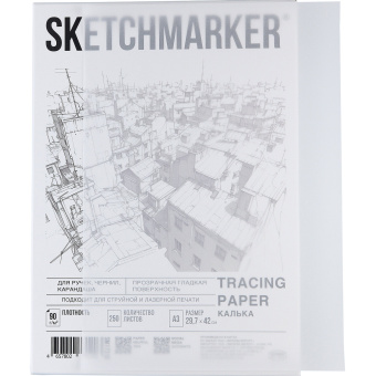 Калька А3 для печати и творчества, 90 г/м2, 250 листов, SKETCHMARKER, SM17310 за 6 055 ₽. Калька. Доставка по России. Без переплат!