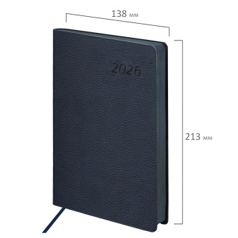 Ежедневник датированный 2026 А5 138x213 мм, BRAUBERG "Stylish", под кожу, гибкий, темно-синий, 117096 за 173 ₽. Ежедневники с покрытием "под кожу и ткань". Доставка по России. Без переплат!