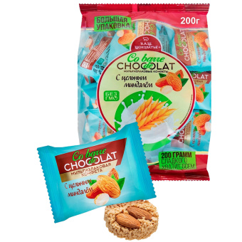 Конфеты мультизлаковые CO BARRE DE CHOCOLAT с цельным миндалем, 200 г, пакет, БП-00001137 за 336 ₽. Конфеты фасованные. Доставка по России. Без переплат!