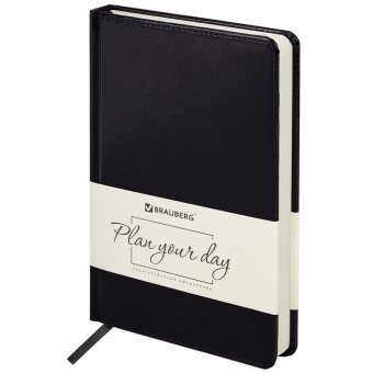 Ежедневник недатированный А5 (138х213 мм) BRAUBERG "Imperial", под кожу, 160 л., черный, 113499 за 440 ₽. Ежедневники с покрытием "под кожу и ткань". Доставка по России. Без переплат!