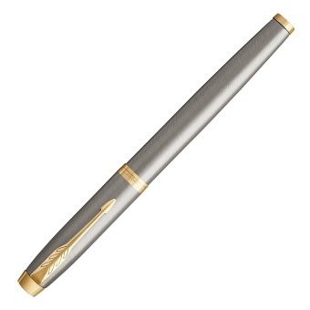 Ручка перьевая PARKER "IM Core Brushed Metal GT", серебристый матовый лак, позолота, синяя, 1931649 за 5&nbsp;890 ₽. Ручки перьевые подарочные. Доставка по России. Без переплат!