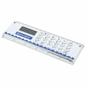 Калькулятор с линейкой 15 см, BRAUBERG DC-107 (53x158 мм), 8 разрядов, 271727 за 270 ₽. Калькуляторы настольные. Доставка по России. Без переплат!