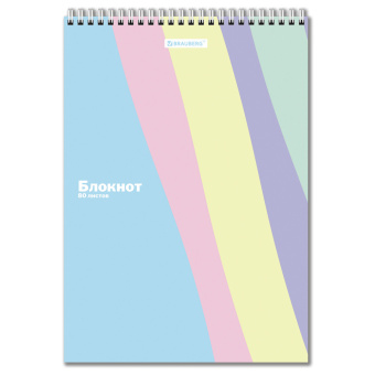 Блокнот БОЛЬШОЙ ФОРМАТ А4, 200х290 мм, 80 л., гребень, подложка, клетка, кросс-серия "PASTEL", BRAUBERG, 117032 за 149 ₽. Блокноты. Доставка по России. Без переплат!
