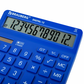 Калькулятор настольный BRAUBERG DIGITAL-12-BL (151х152 мм), 12 разрядов, двойное питание, СИНИЙ, 272969 за 636 ₽. Калькуляторы настольные. Доставка по России. Без переплат!