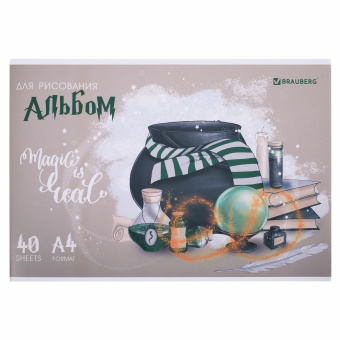 Альбом для рисования А4 40 л., скоба, обложка картон, BRAUBERG, 203х288 мм, "Магия" (2 вида), 106706 за 75 ₽. Альбомы и папки для рисования. Доставка по России. Без переплат!