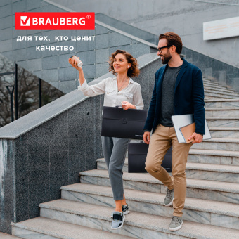 Папка-портфель пластиковая BRAUBERG А4+ (390х260х40 мм), 3 отделения, фактура линейная, черная, 221389 за 874 ₽. Портфели пластиковые. Доставка по России. Без переплат!