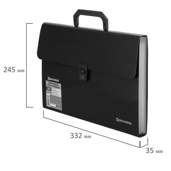 Папка-портфель пластиковая BRAUBERG А4 (332х245х35 мм), 13 отделений, фактура диагональ, черная, 221375 за 640 ₽. Портфели пластиковые. Доставка по России. Без переплат!