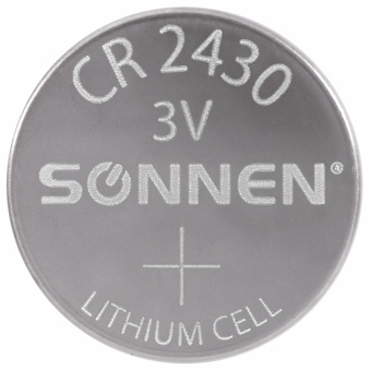 Батарейка литиевая SONNEN Lithium CR2430 "таблетка, дисковая, кнопочная" 1 шт., блистер, 455600 за 53 ₽. Батарейки. Доставка по России. Без переплат!