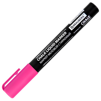 Маркер меловой CHALK LIQUID MARKER, РОЗОВЫЙ, 3 мм, стираемый, BRAUBERG "CHALK", 152586 за 94 ₽. Маркеры меловые. Доставка по России. Без переплат!