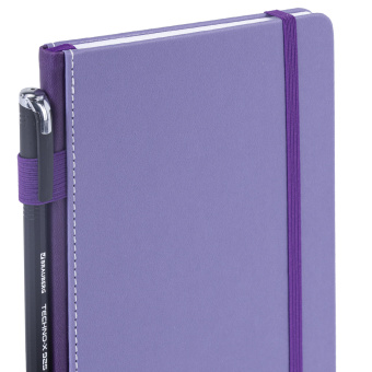 Блокнот А5 135x212 мм BRAUBERG "Edge", под кожу, резинка, держатель, 80 л., клетка, сиреневый, 117150 за 249 ₽. Бизнес-блокноты и бизнес-тетради. Доставка по России. Без переплат!