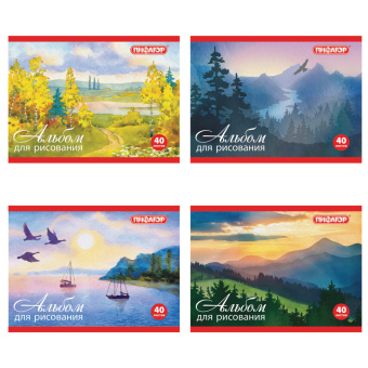 Альбом для рисования, МАЛЫЙ ФОРМАТ А5, 40 л., скоба, обложка офсет, ПИФАГОР, 200х148 мм, "Природа" (4 вида), 104873 за 52 ₽. Альбомы и папки для рисования. Доставка по России. Без переплат!