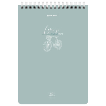 Блокнот А5 (146х206 мм), 60 л., гребень, картон, клетка, BRAUBERG, "Pastel", 114362 за 68 ₽. Блокноты. Доставка по России. Без переплат!