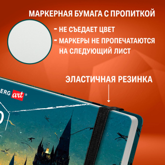 Скетчбук для маркеров 120 г/м2, 195х195 мм, 60 л., твердая обложка, резинка, BRAUBERG ART PREMIERE, Замок, 115104 за 550 ₽. Альбомы, скетчбуки и бумага для графики и эскизов. Доставка по России. Без переплат!