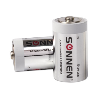 Батарейки КОМПЛЕКТ 2 шт, SONNEN Alkaline, D (LR20, 13А), алкалиновые, в блистере, 451091 за 270 ₽. Батарейки. Доставка по России. Без переплат!
