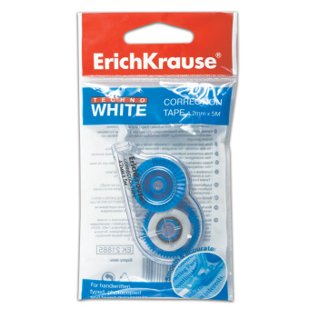 Корректирующая лента ERICH KRAUSE "Techno White Mini", 4,2 мм х 5 м, упаковка с европодвесом, 21885 за 159 ₽. Корректирующие ленты. Доставка по России. Без переплат!
