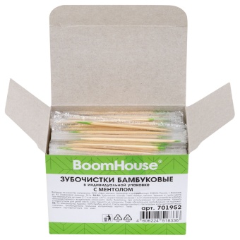 Зубочистки с МЕНТОЛОМ бамбуковые 500 шт. в индивидуальной упаковке, BOOMHOUSE (БУМХАУС), 701952 за 73 ₽. Зубочистки. Доставка по России. Без переплат!