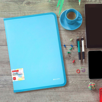 Папка объемная на молнии пластиковая BRAUBERG PASTEL, А4, 330х240 мм, 600 мкм, цвет аквамарин, 271970 за 206 ₽. Папки пластиковые на молнии. Доставка по России. Без переплат!