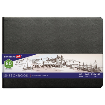 Скетчбук, слоновая кость 140 г/м2 210х148 мм, 80 л., КОЖЗАМ, резинка, BRAUBERG ART CLASSIC, черный, 113198 за 393 ₽. Альбомы, скетчбуки и бумага для графики и эскизов. Доставка по России. Без переплат!