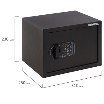 Сейф мебельный BRABIX "SF-230EL", 230х310х250 мм, электронный замок, черный, 291147, S103BR211614 за 6&nbsp;450 ₽. Сейфы мебельные, офисные. Доставка по России. Без переплат!