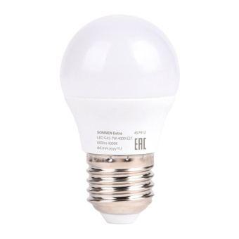 Лампа светодиодная SONNEN EXTRA, 7 (60) Вт, E27, шар, нейтральный белый, 30000 ч, LED G45-7W-4000-Е27, 457912 за 64 ₽. Лампы светодиодные. Доставка по России. Без переплат!
