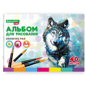 Альбом для рисования, А4, 40 листов, скоба, обложка картон, BRAUBERG KIDS, 200х285 мм, "Зверята" (2 вида), 106683 за 80 ₽. Альбомы и папки для рисования. Доставка по России. Без переплат!