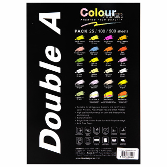 Бумага цветная DOUBLE A, А4, 80 г/м2, 100 л., 5 цветов x 20 л., микс интенсив за 256 ₽. Бумага цветная форматная. Доставка по России. Без переплат!