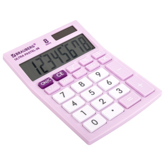 Калькулятор настольный BRAUBERG ULTRA PASTEL-08-PR, КОМПАКТНЫЙ (154x115 мм), 8 разрядов, двойное питание, СИРЕНЕВЫЙ, 250516 за 618 ₽. Калькуляторы настольные. Доставка по России. Без переплат!
