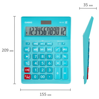 Калькулятор настольный CASIO GR-12С-LB (210х155 мм), 12 разрядов, двойное питание, ГОЛУБОЙ, GR-12C-LB-W-EP за 1 832 ₽. Калькуляторы настольные. Доставка по России. Без переплат!