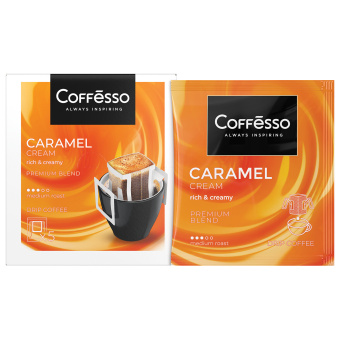 Кофе в дрип-пакетах COFFESSO "Caramel Cream" 5 порций по 10 г, 102540 за 323 ₽. Кофе растворимый. Доставка по России. Без переплат!