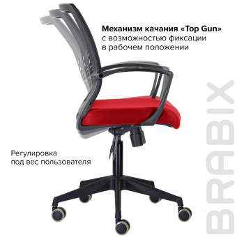 Кресло BRABIX "Wings MG-309", пластик черный, сетка, черное/красное, 532014 за 8 020 ₽. Кресла для персонала. Доставка по России. Без переплат!