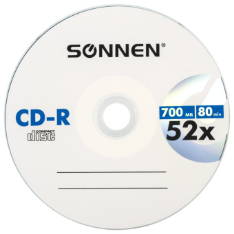 Диск CD-R SONNEN, 700 Mb, 52x, бумажный конверт (1 штука), 512573 за 40 ₽. Диски CD, DVD, BD (Blu-ray). Доставка по России. Без переплат!